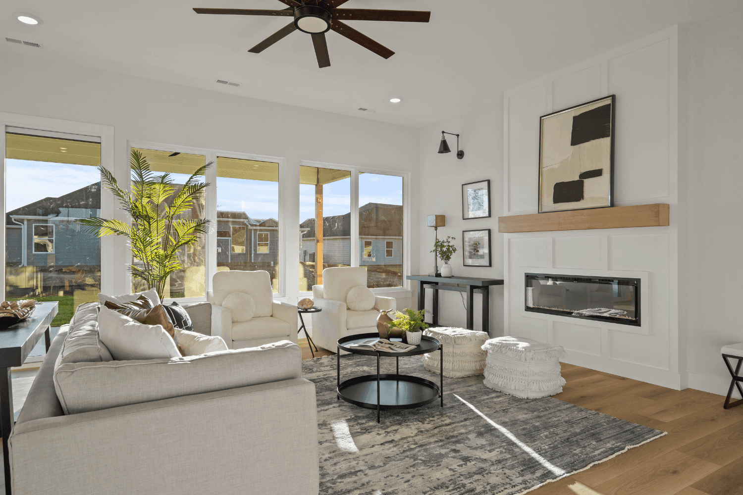 Living room with large windows