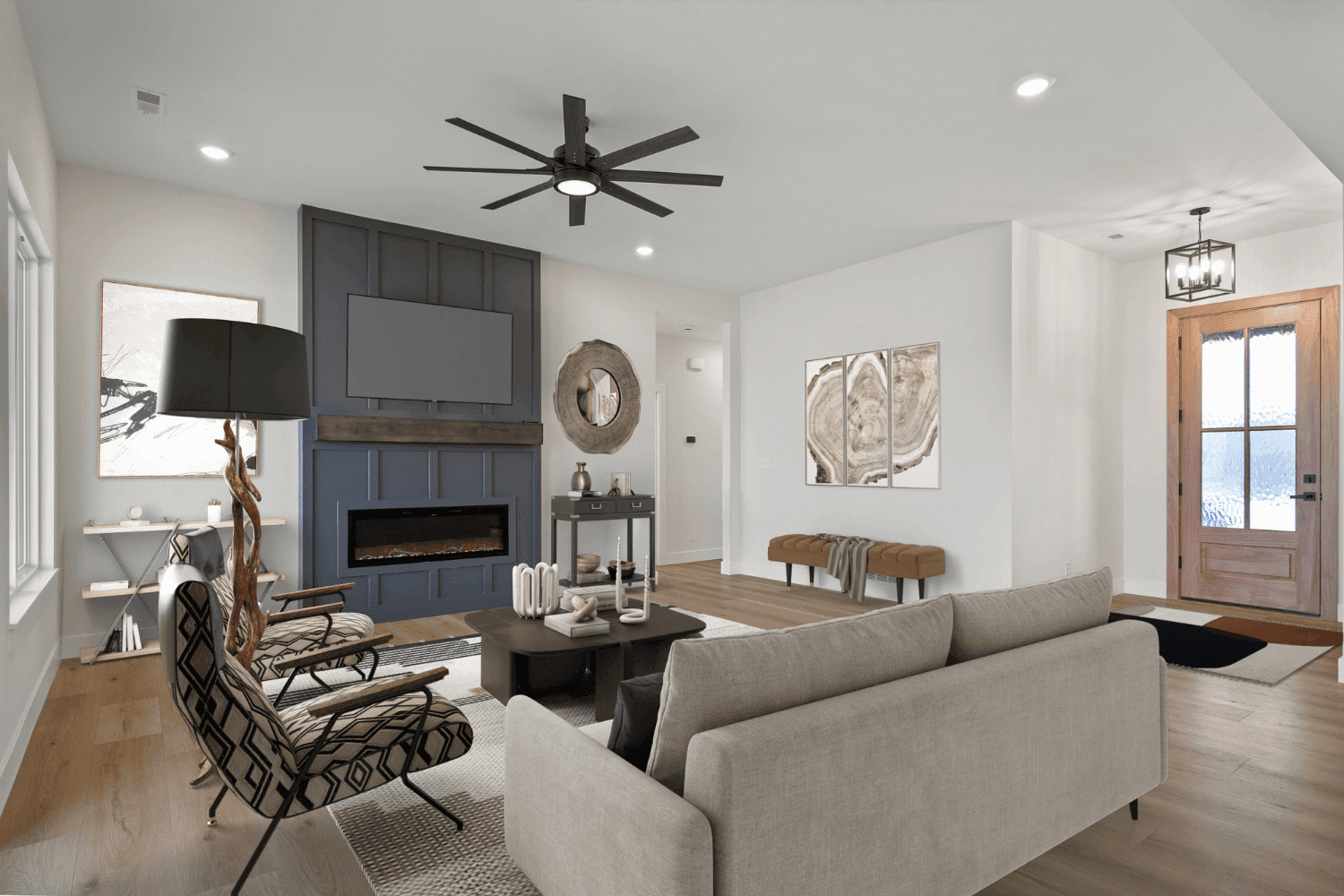 Living room with fireplace feature